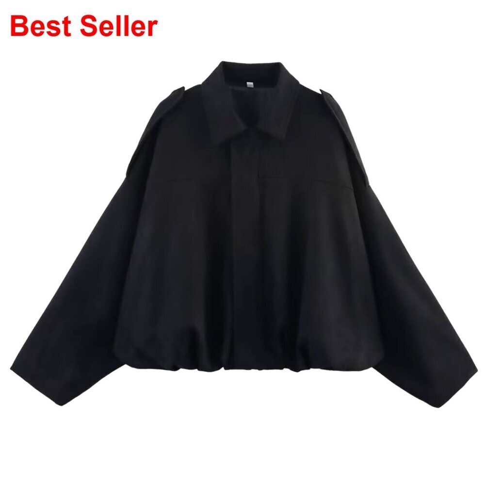 Faux Suede Bomber Jacket Oversized Lapel Pilot Coat